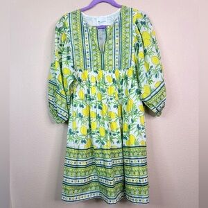 ISLAPAYAL lemon print poplin dress size L
